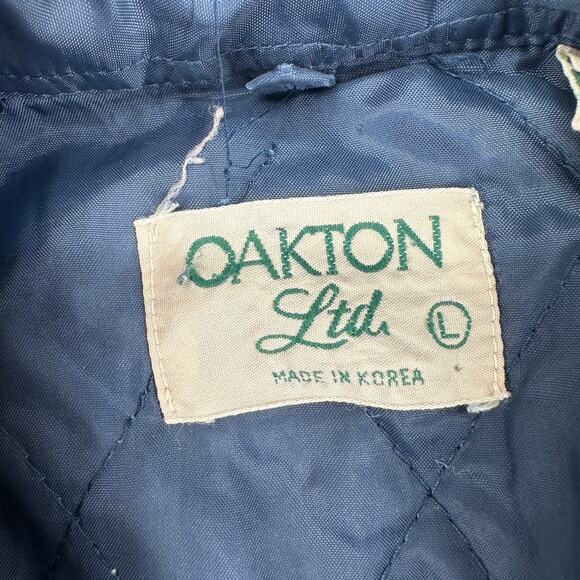 Vintage 90s Red Flannel Quilted Lined Work Jacket Oakton Sears Large Men's - Picture 4 of 8